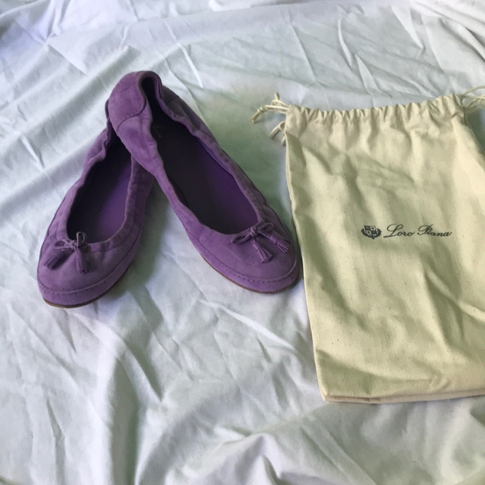 Loro Piano size 40.5 purple flats w/ dust bag